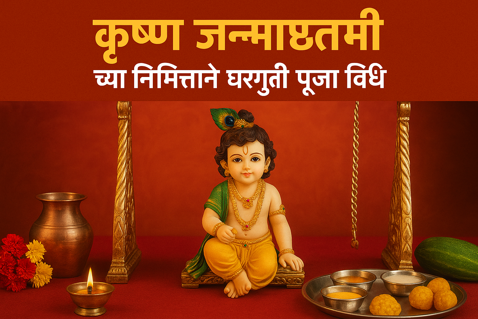 कृष्ण जन्माष्टमी 2025: घरगुती पूजा विधी साहित्य व नियम